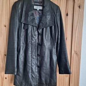 Andrew Marc Belted Lamb Leather Coat Jacket Black Style # MW2A1717 Size XS
